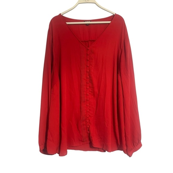 Torrid Red V-Neck Blouse 3x - Picture 2 of 9